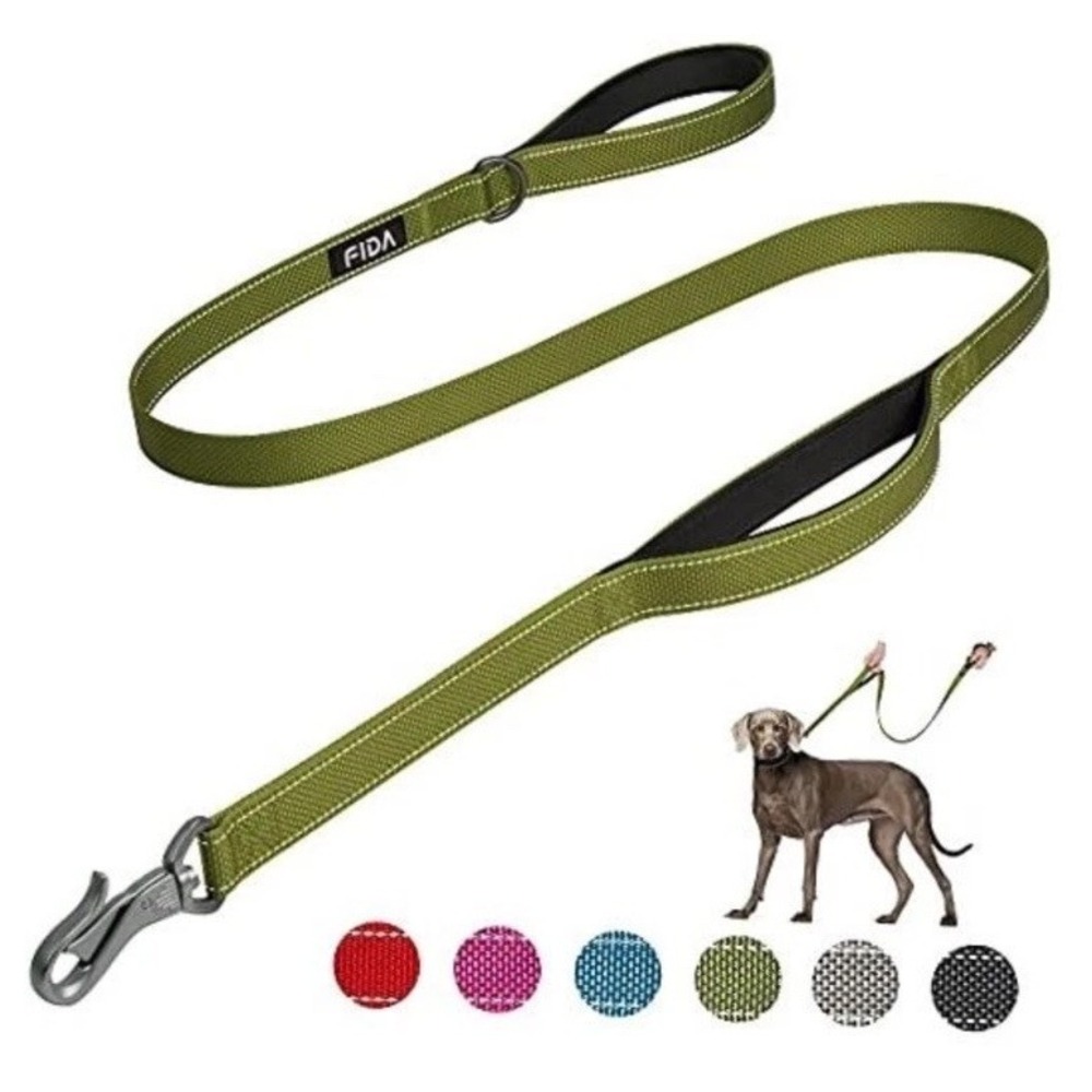 Fida 6 FT Heavy Duty Dog Leash with 2 Comfortable 4 Feet (Pack of 1) Red